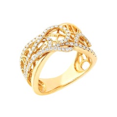 Élégante bague de joaillerie fine en or jaune avec diamant blanc
