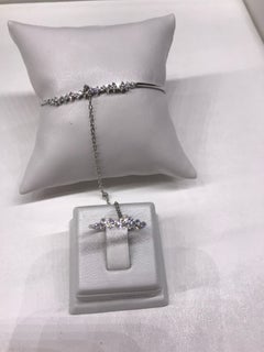 Elegant Fine Jewelry White Diamond White Gold Ring Bracelet Statement Piece