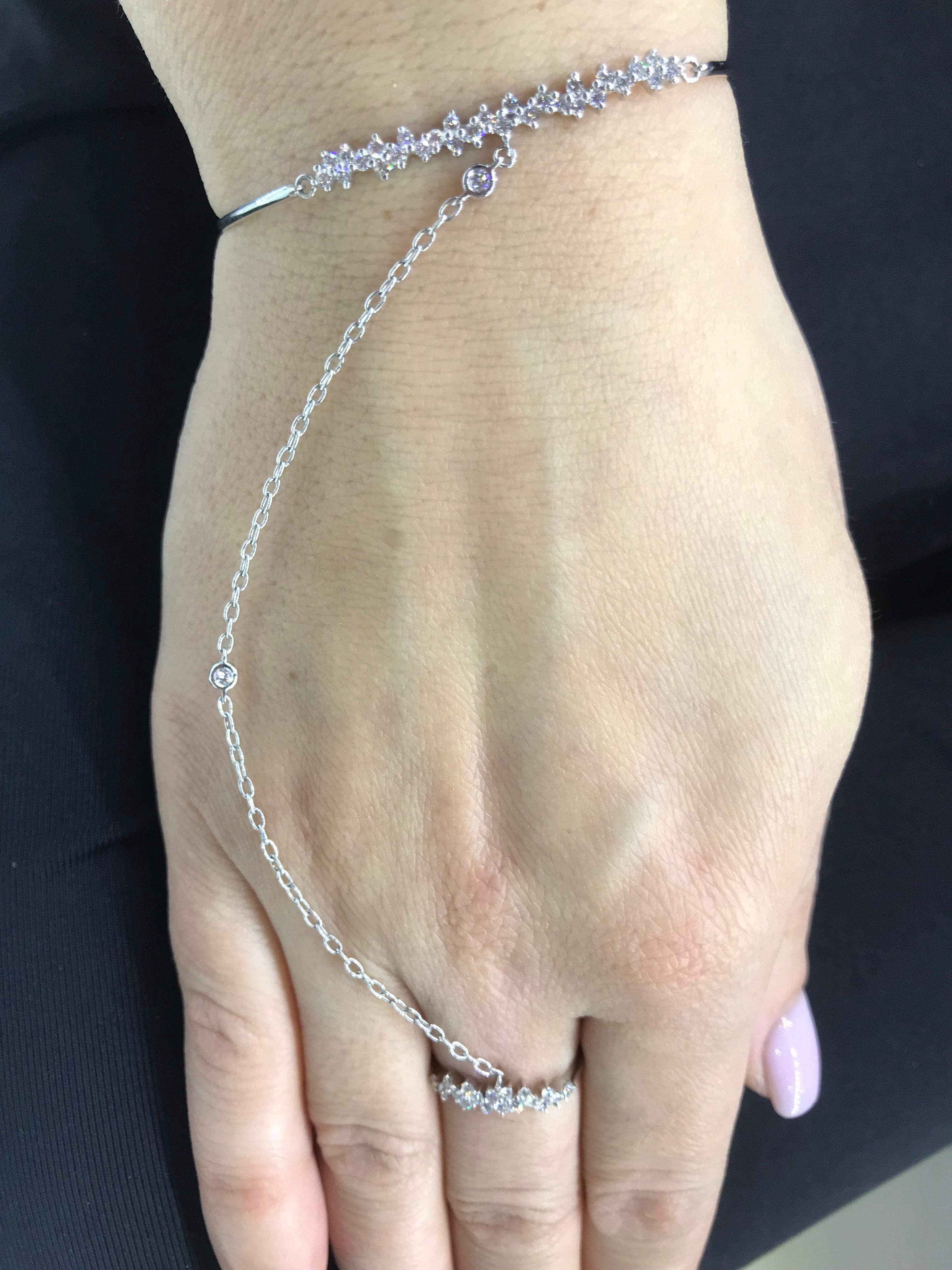 Women's Elegant Fine Jewelry White Diamond White Gold Ring Bracelet Statement Piece For Sale