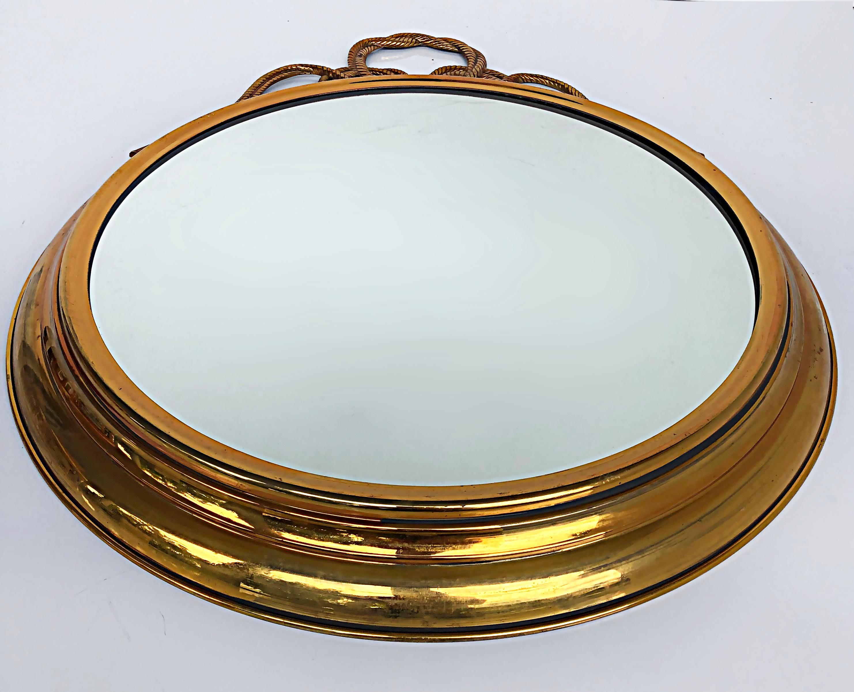 Elegant Fine Quality Brass Wall Mirror, Rope/Tassel Design For Sale 1