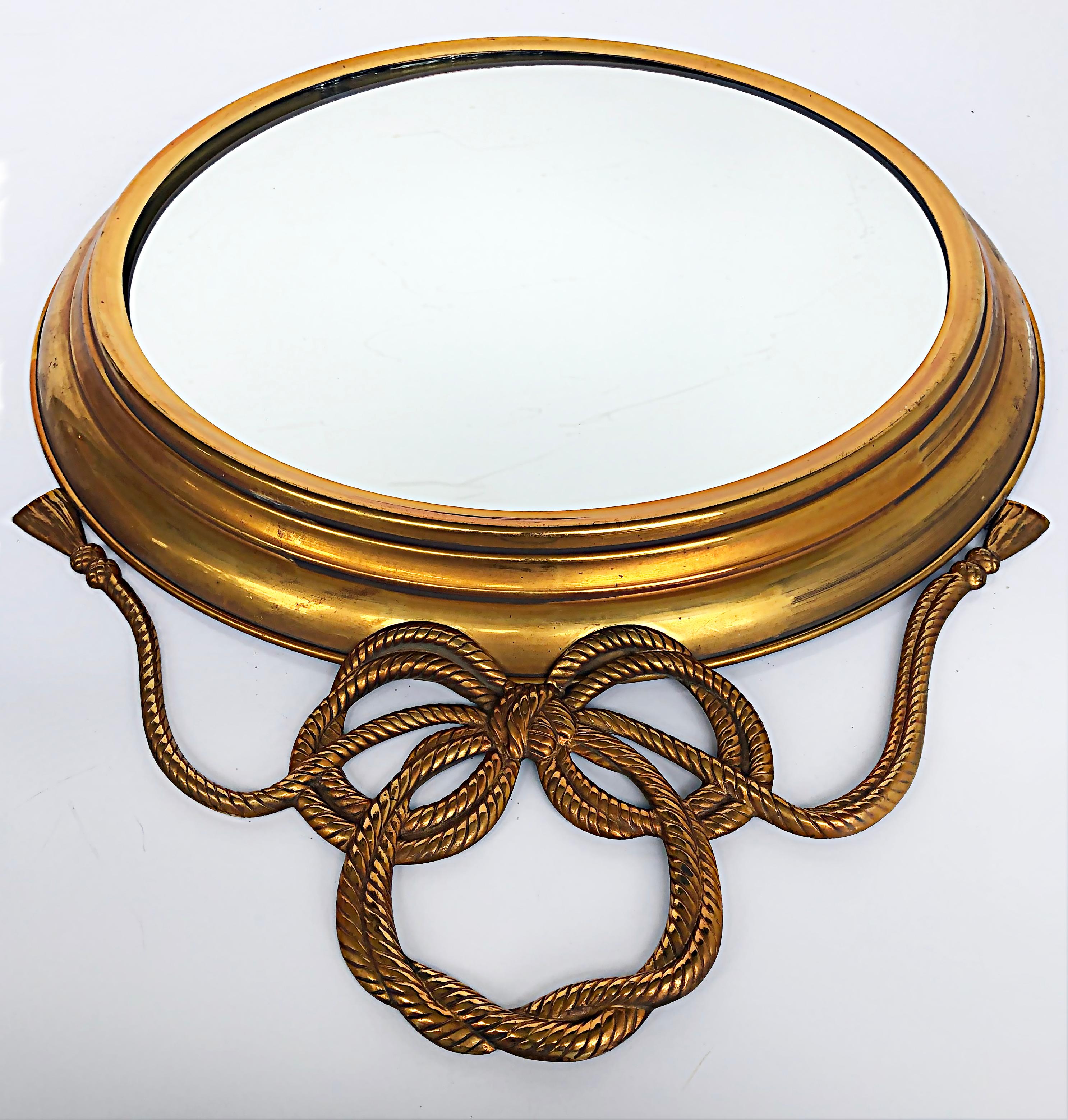 Elegant Fine Quality Brass Wall Mirror, Rope/Tassel Design For Sale 2
