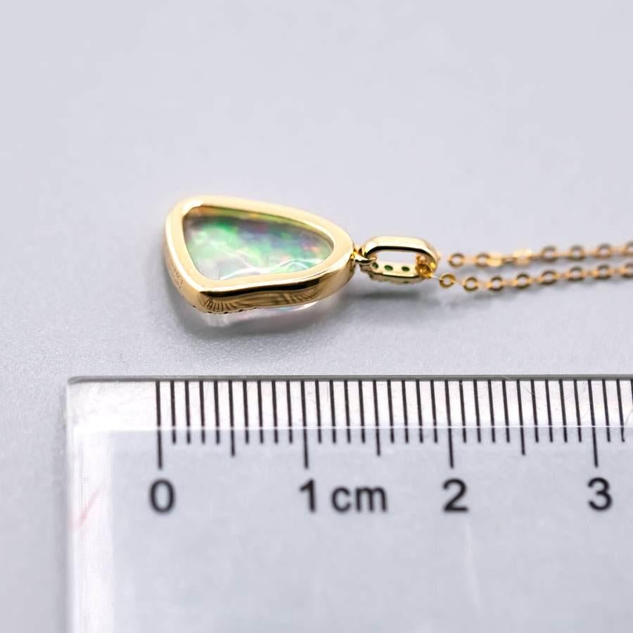 Elegant Fire Opal, Diamond Tsavorite Necklace 18K Yellow Gold In New Condition For Sale In Suwanee, GA