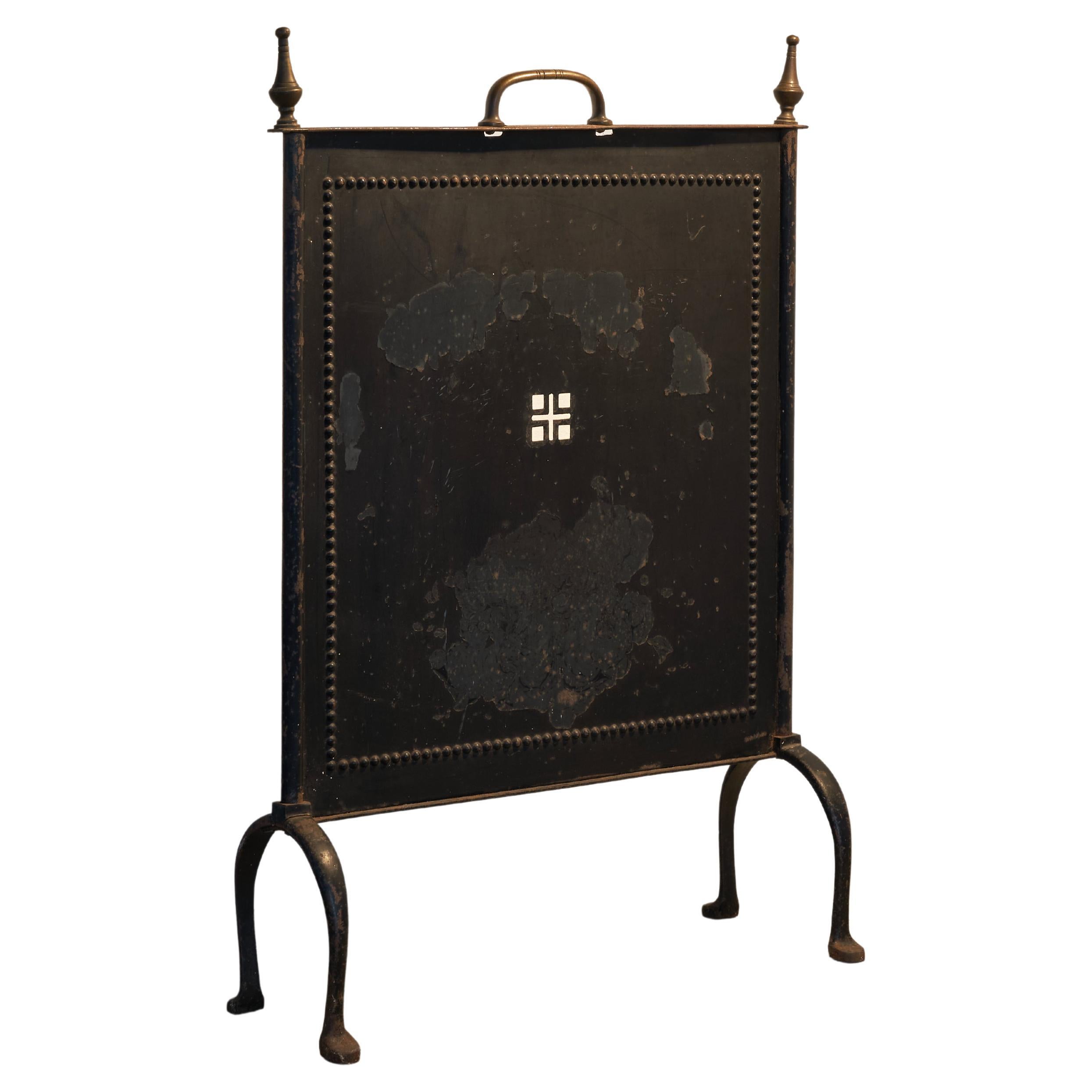 Elegant Fire Screen in Metal and Brass For Sale