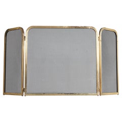 Vintage Elegant Fire Screen in Patinated Brass, 1970s