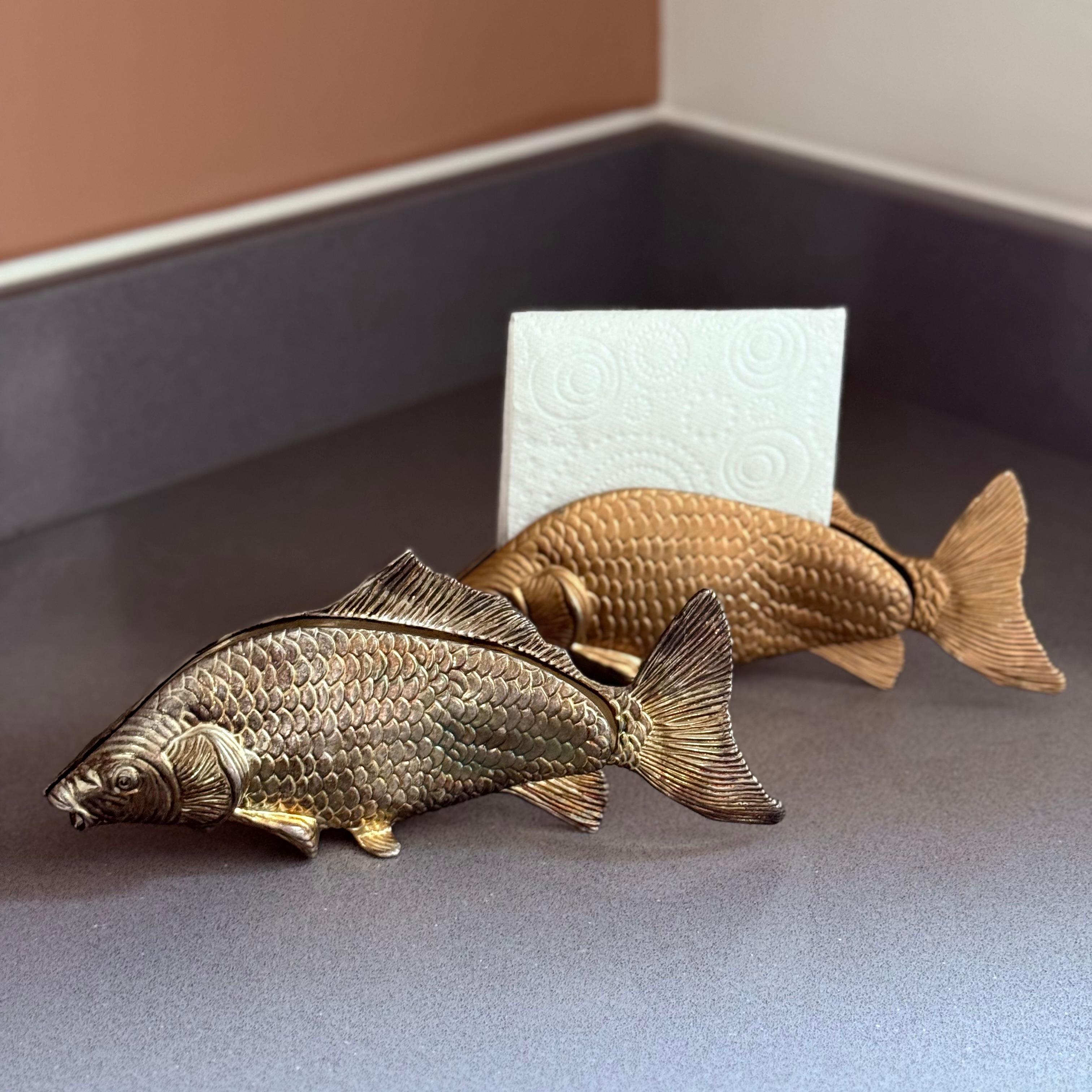 Eleganza dei portatovaglioli a forma di pesce placcati in argento Stile Sterling Decorazione da tavola di lusso in vendita 3