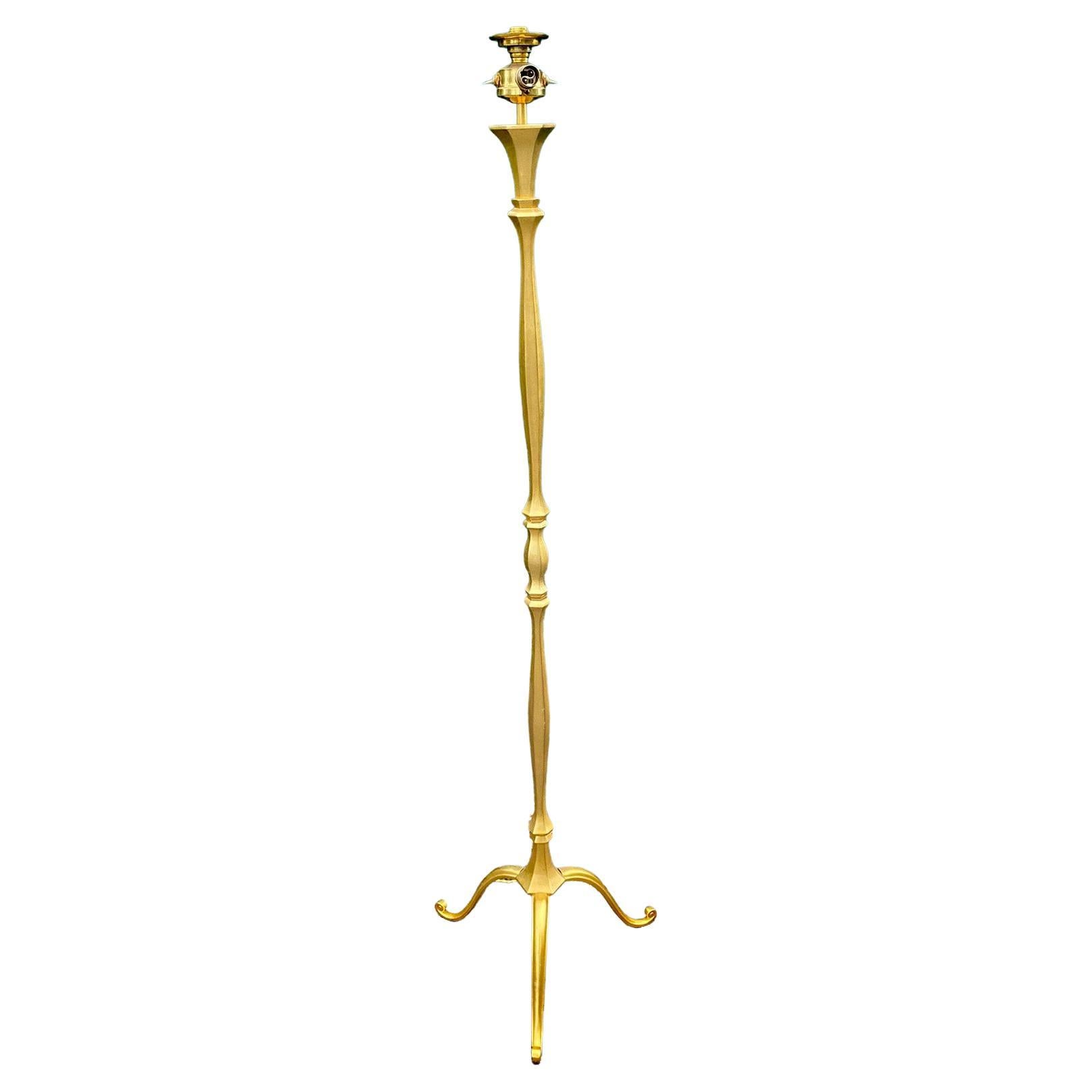 Elegante lampada da terra in metallo dorato del 1940/1950 circa in stile Maison Charles,