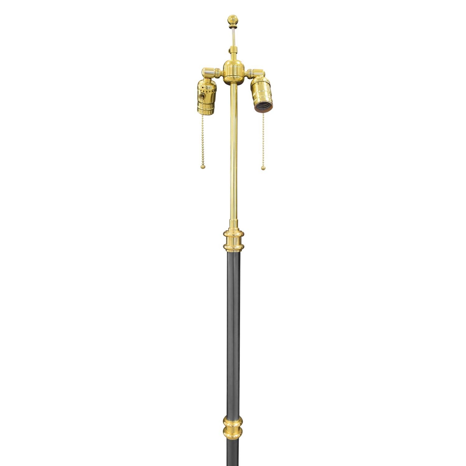 Mid-Century Modern Elegant Floor Lamp in Gunmetal with Brass in the Manner of Jansen 1980s For Sale