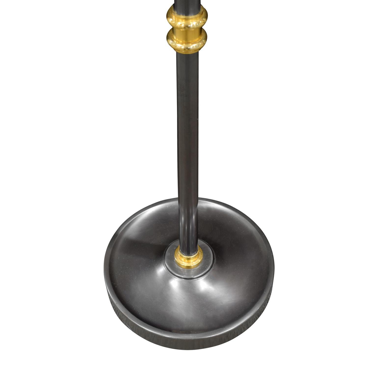 Hand-Crafted Elegant Floor Lamp in Gunmetal with Brass in the Manner of Jansen 1980s For Sale