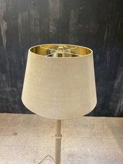 Elegant Floor Lamp in Suede Leather in the Style of Jacques Adnet, circa 1960