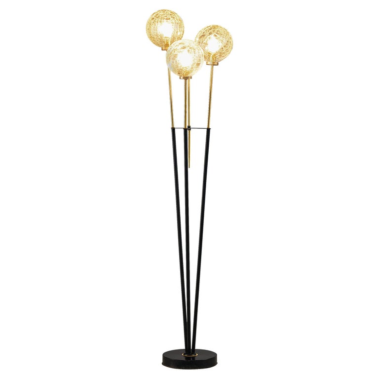 Elegant Floor Lamp with Structured Glass Spheres For Sale at 1stDibs
