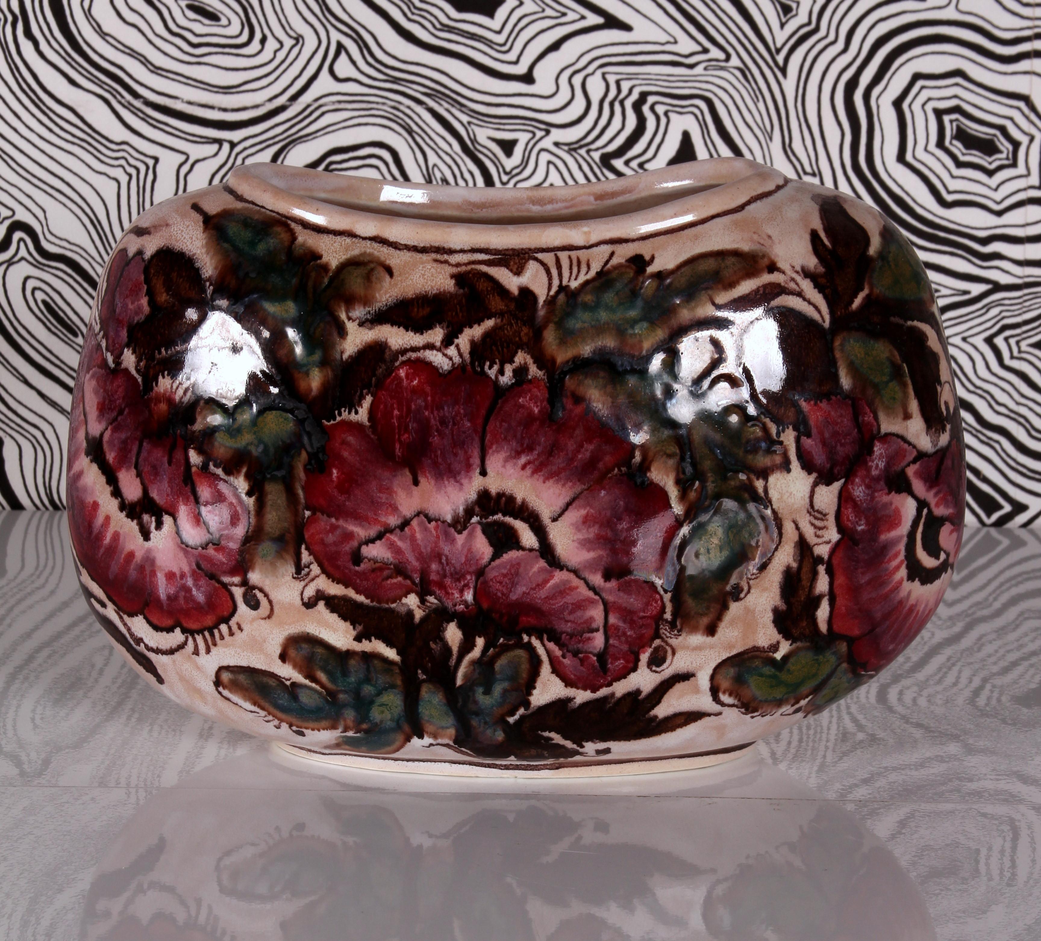 elegante, kunstvolle italienische Blumenvase von Elio Schiavon, Italien, 1960er Jahre, handbemalt im Angebot 4