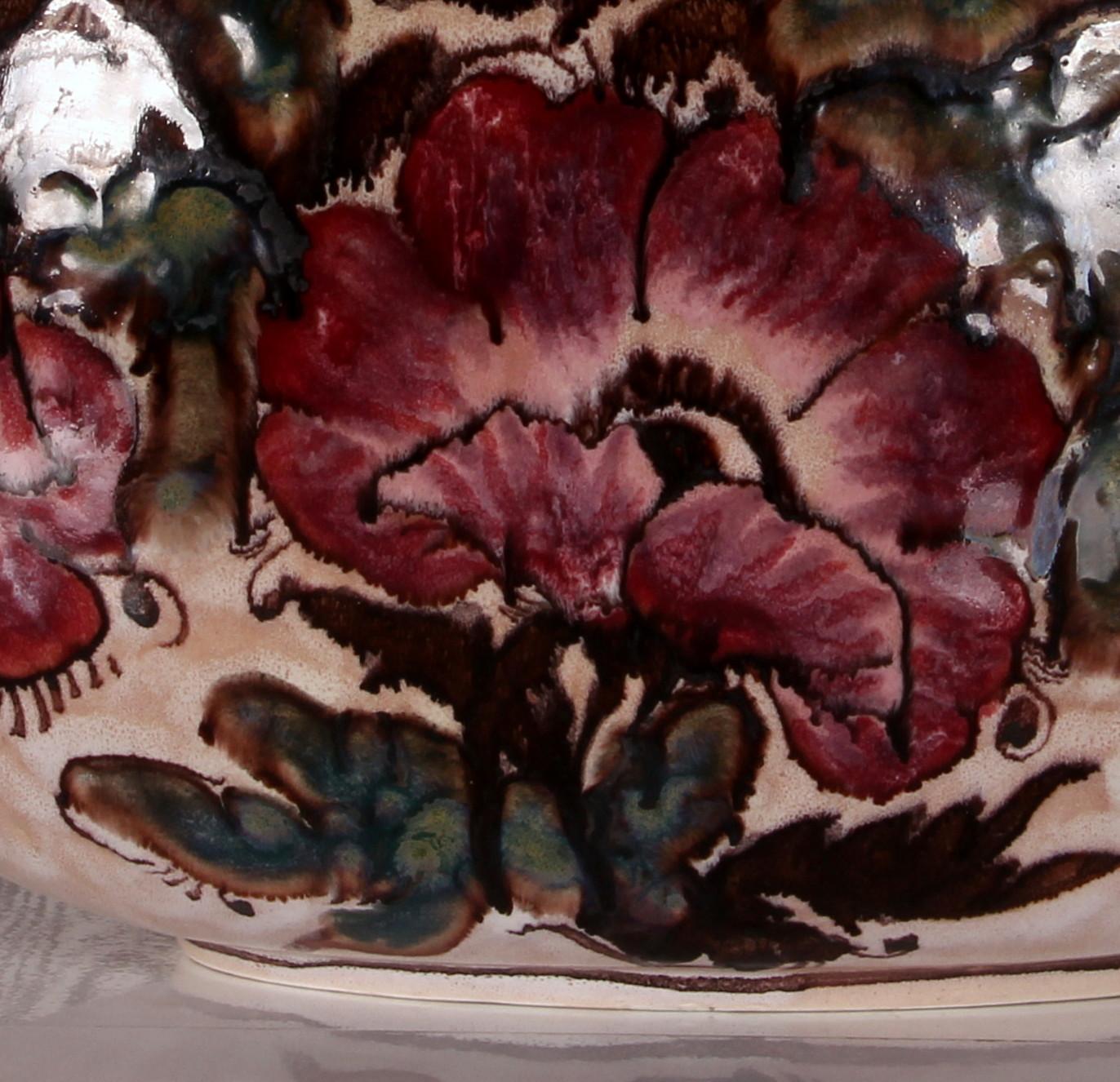 elegante, kunstvolle italienische Blumenvase von Elio Schiavon, Italien, 1960er Jahre, handbemalt im Angebot 5