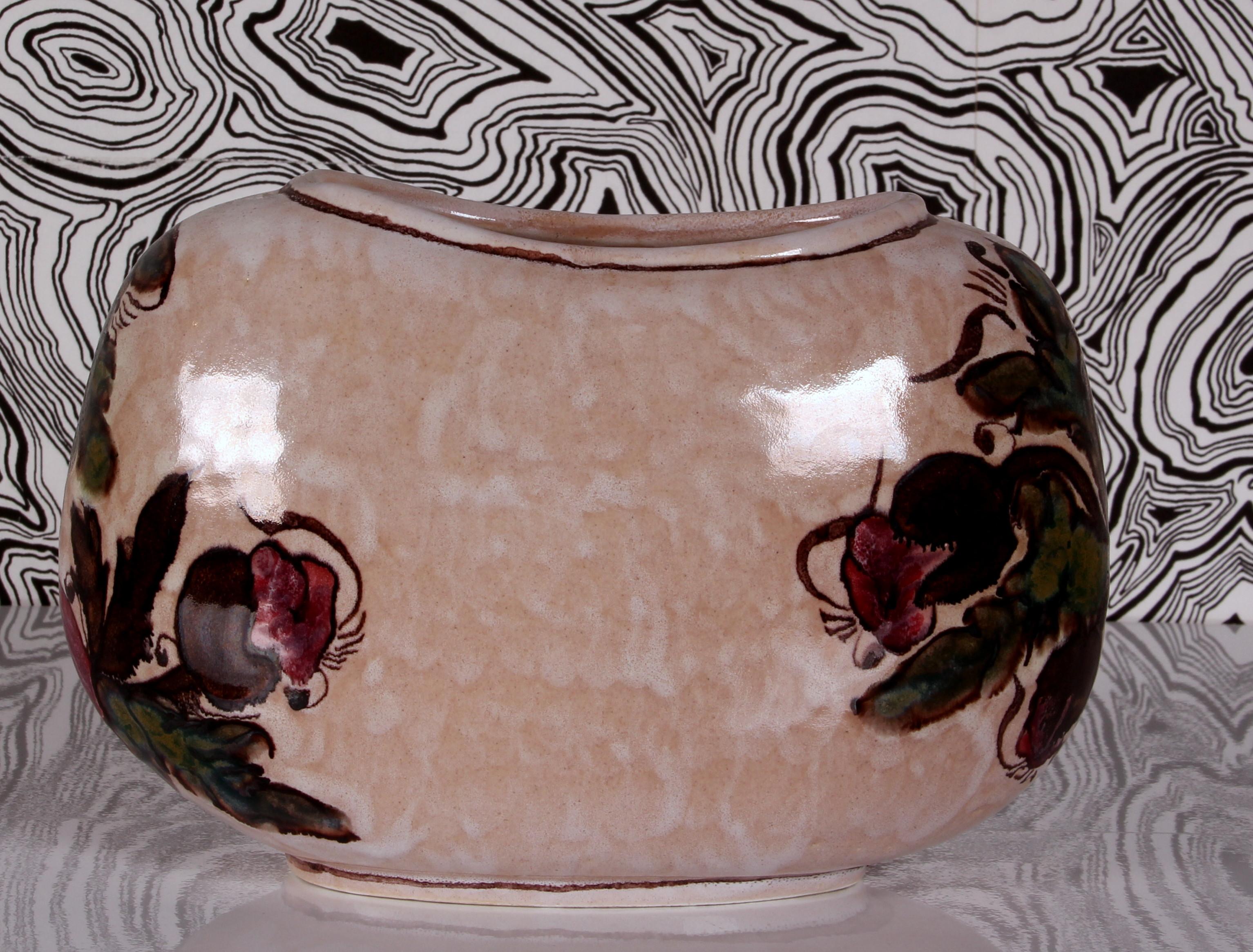 elegante, kunstvolle italienische Blumenvase von Elio Schiavon, Italien, 1960er Jahre, handbemalt im Zustand „Gut“ im Angebot in Landshut, BY