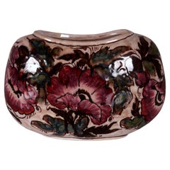 Vase italien élégant et floral, peint à la main par Elio Schiavon, Italie, années 1960