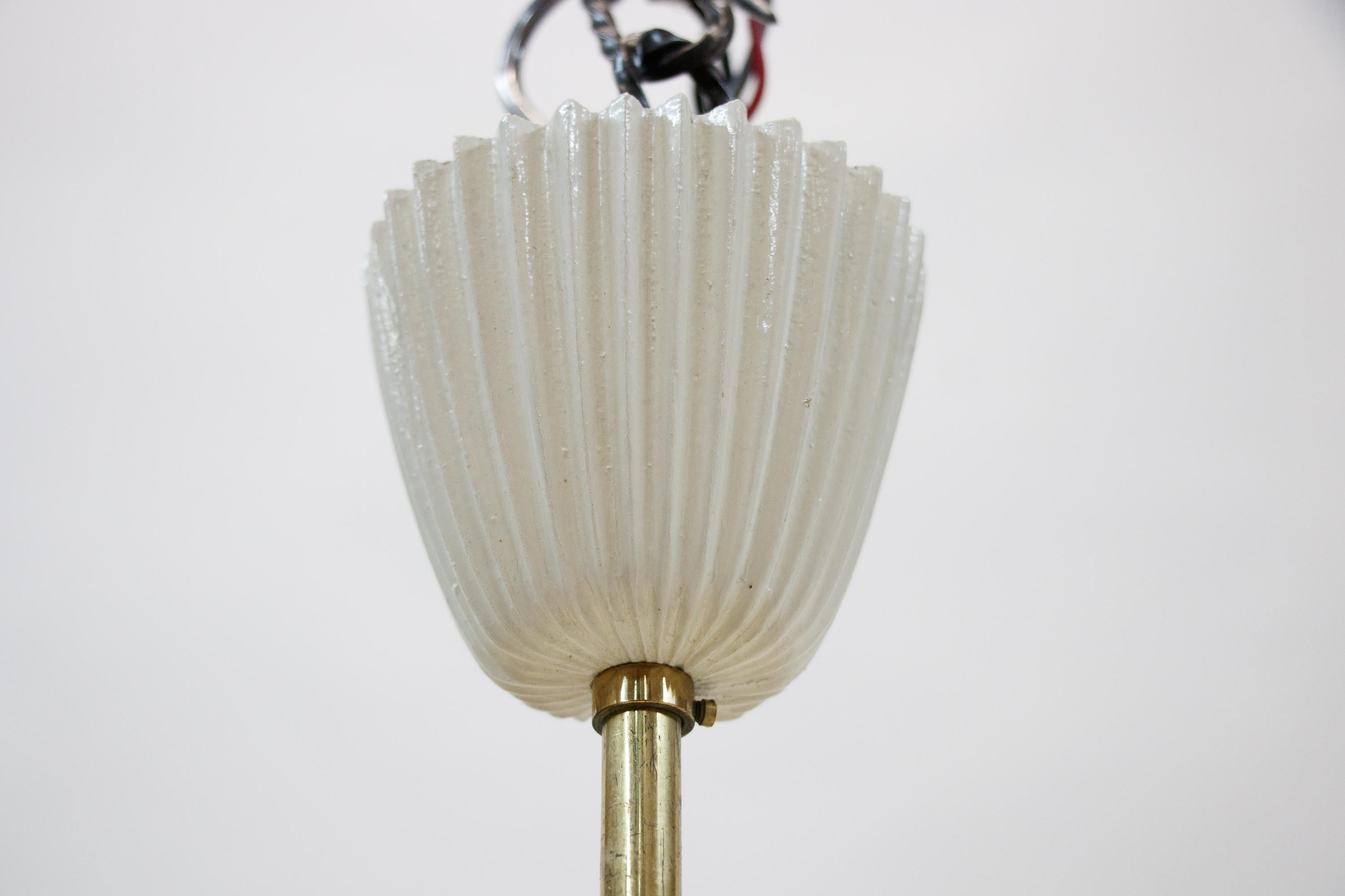 Elegant Floral Ceiling Lamp by Vereinigte Werkstätten, Germany, Munich 1950s For Sale 2