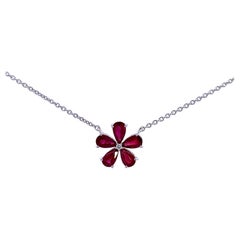 Elegant Floral Ruby Pendant Necklace