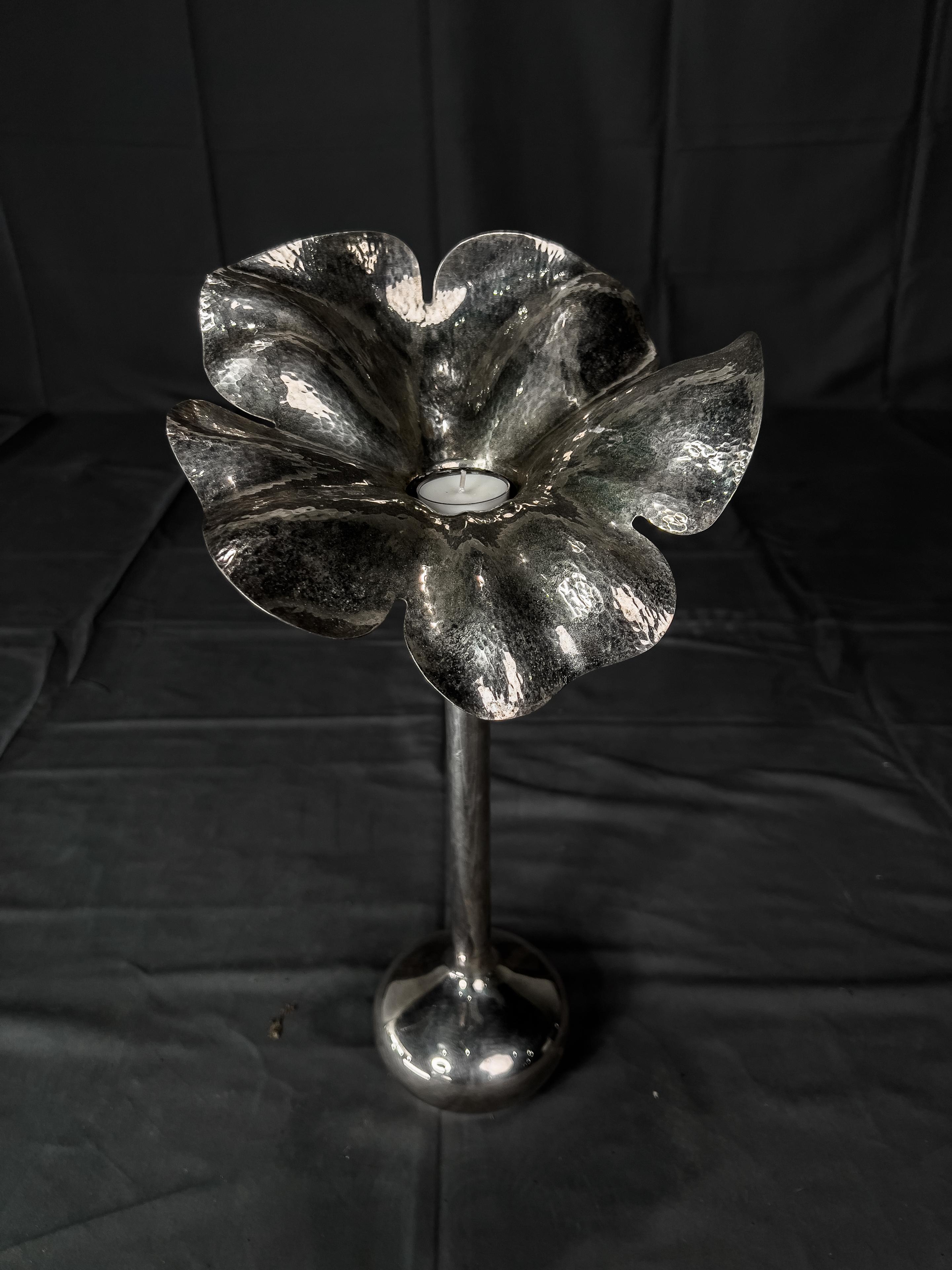 Handmade Hammered Silverplate Vase signed by Brazilian artist M M EVOLUCAO  6