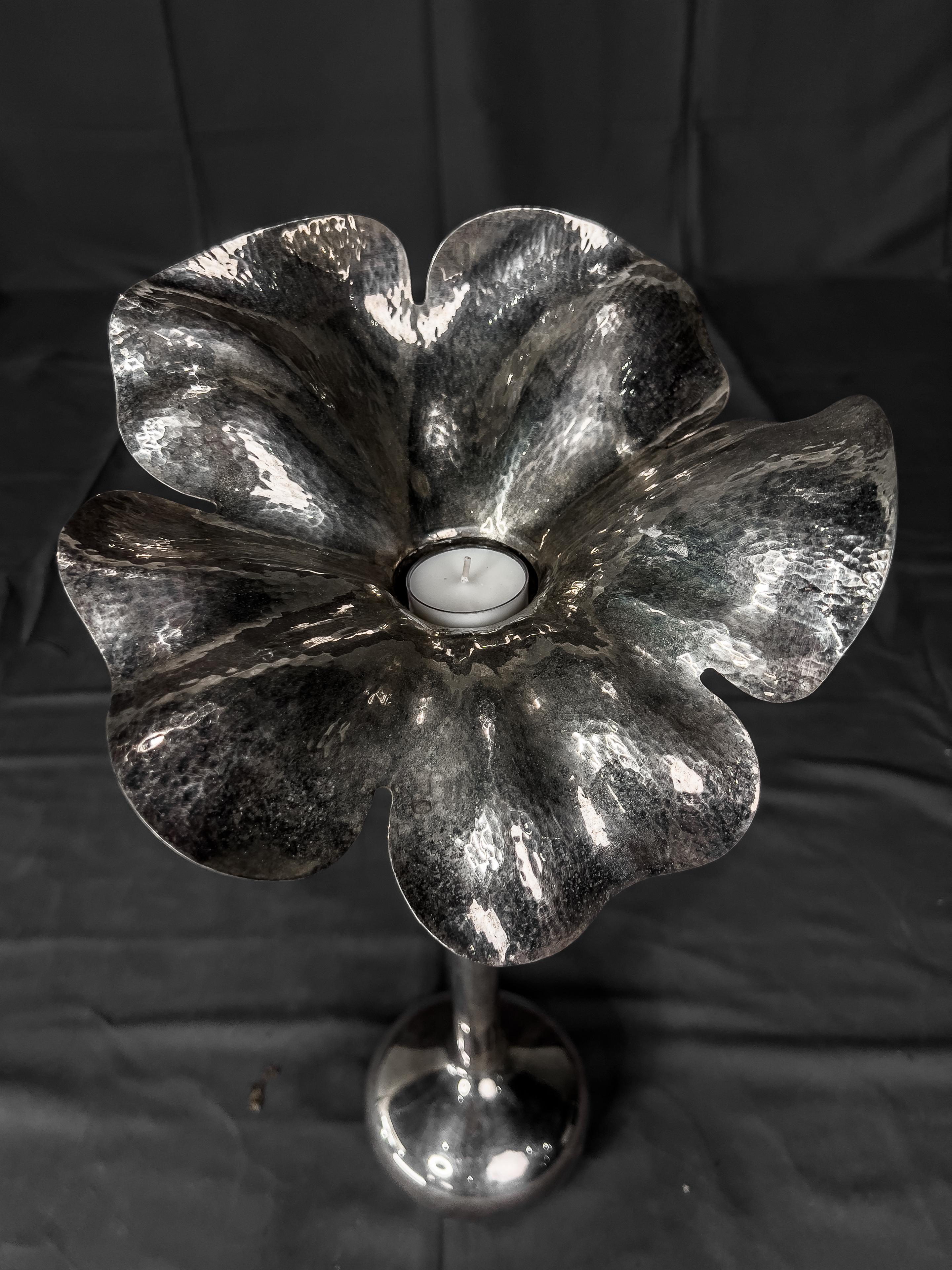Handmade Hammered Silverplate Vase signed by Brazilian artist M M EVOLUCAO 7