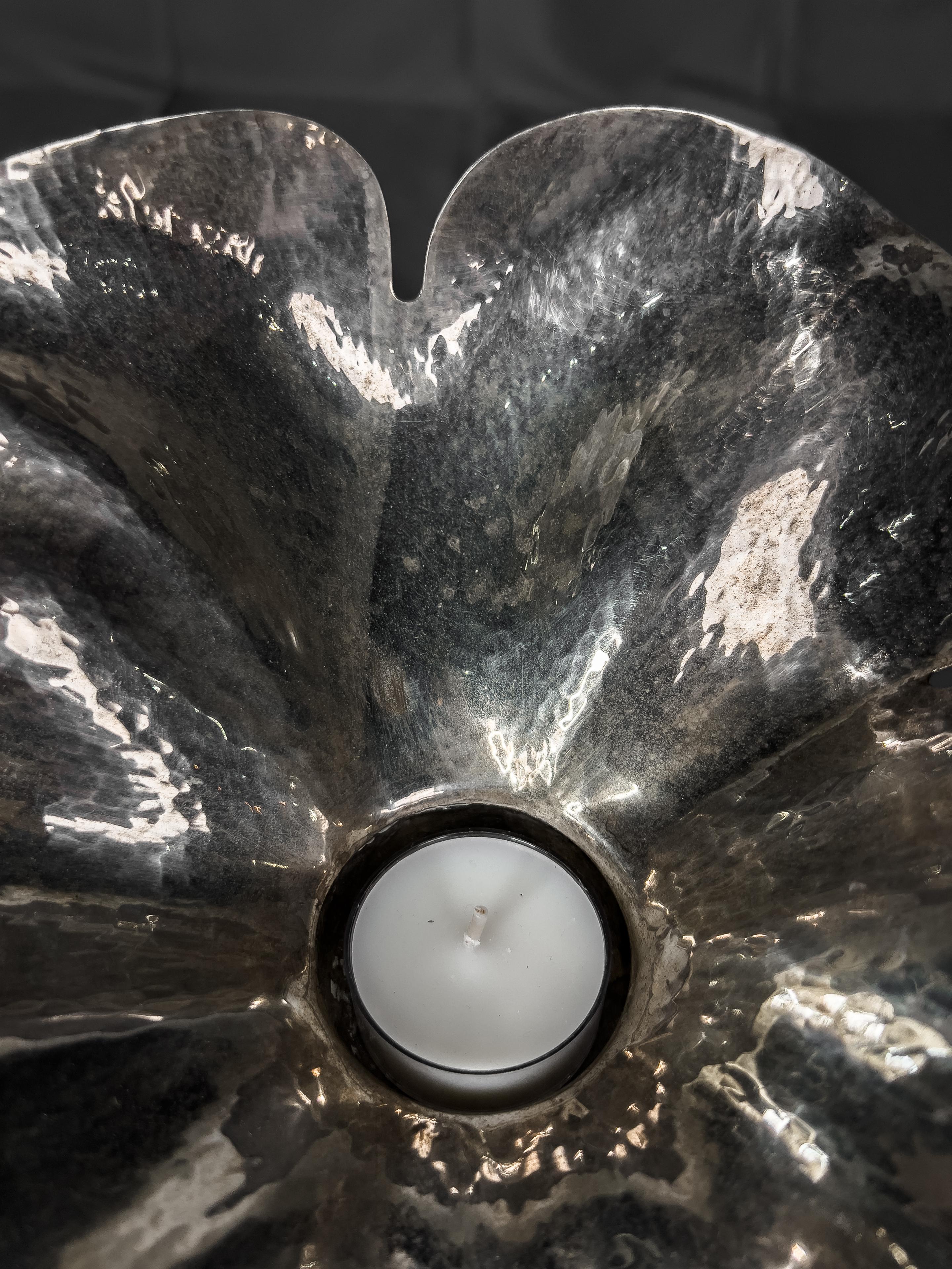 Handmade Hammered Silverplate Vase signed by Brazilian artist M M EVOLUCAO  12