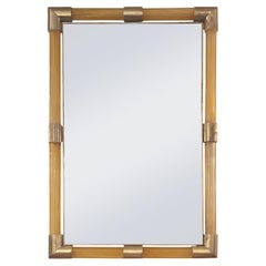 Elegant Fluted Murano Glass Rod Framed Mirror with Brass Detailing