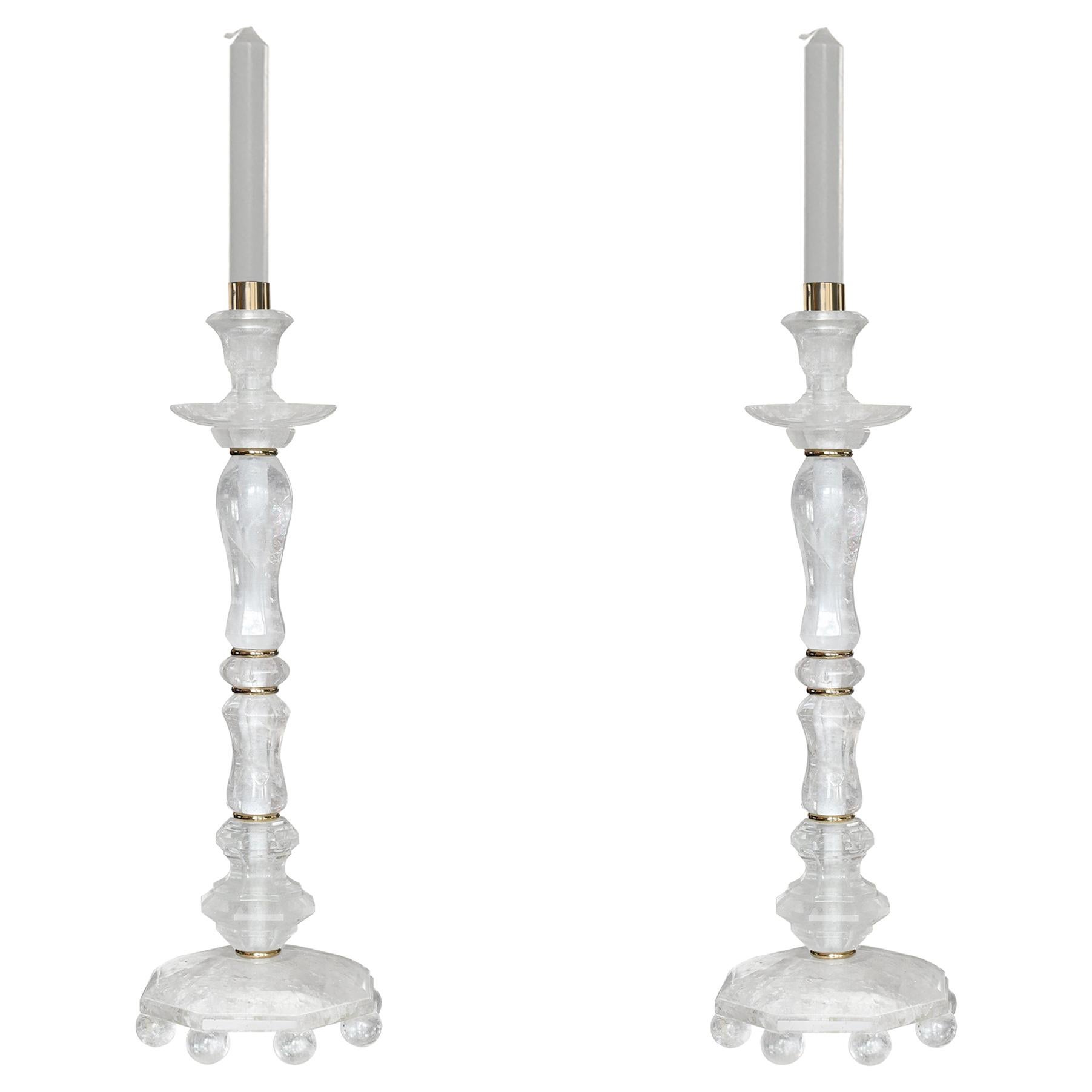 Elegant Form Rock Crystal Candleholders by Phoenix