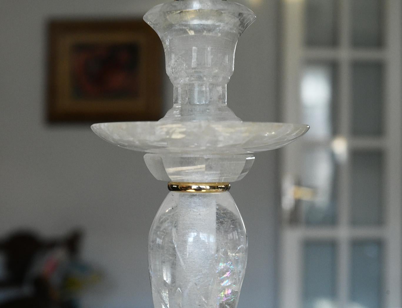 XXI secolo e contemporaneo Lampade in cristallo di rocca dalla forma elegante di Phoenix in vendita