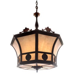 Elegant Formal Eight-Panel Curved Glass Chandelier