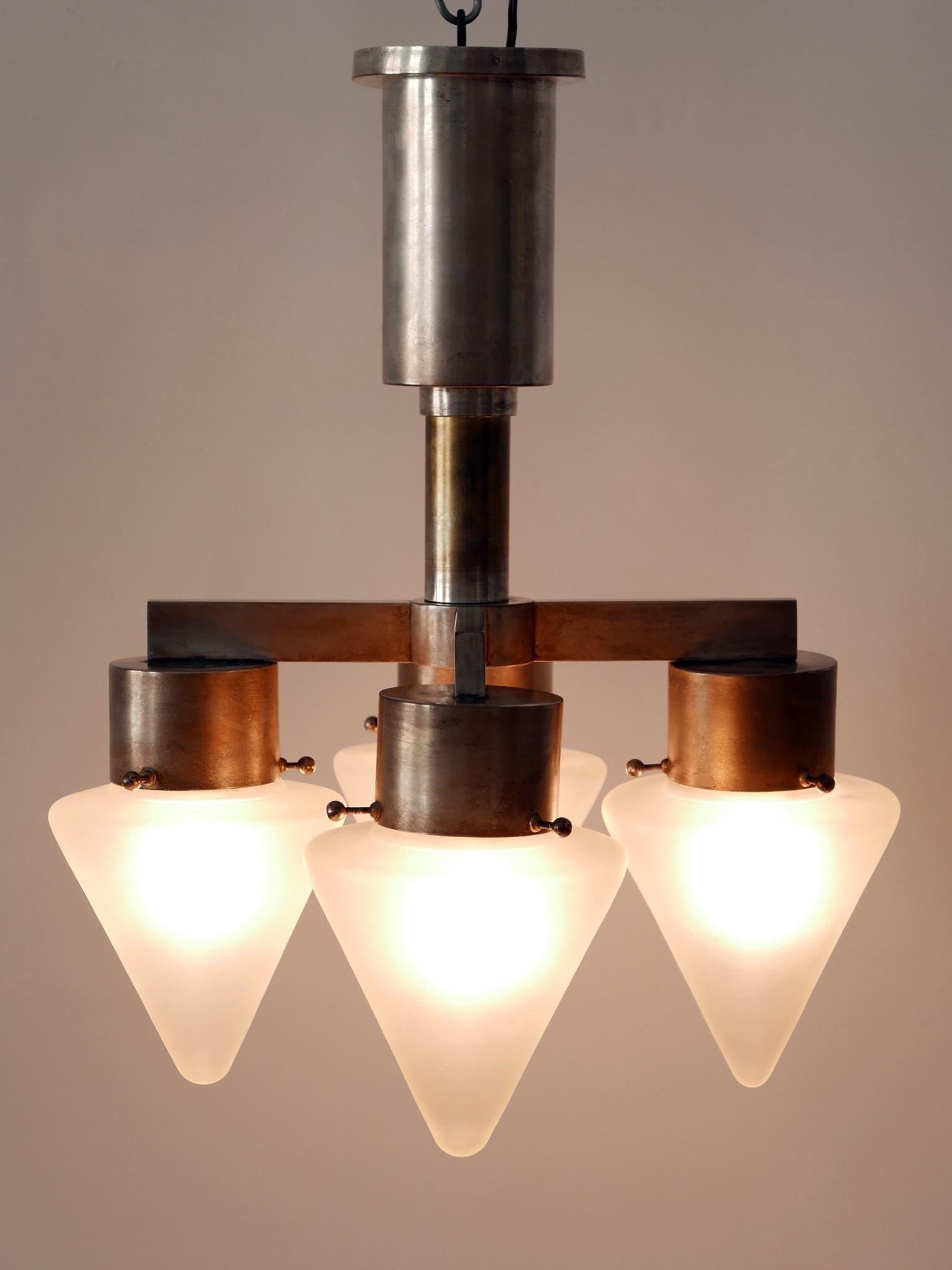 Elegant Four-Flamed Art Deco Chandelier or Ceiling Lamp Germany 1930s For Sale 5