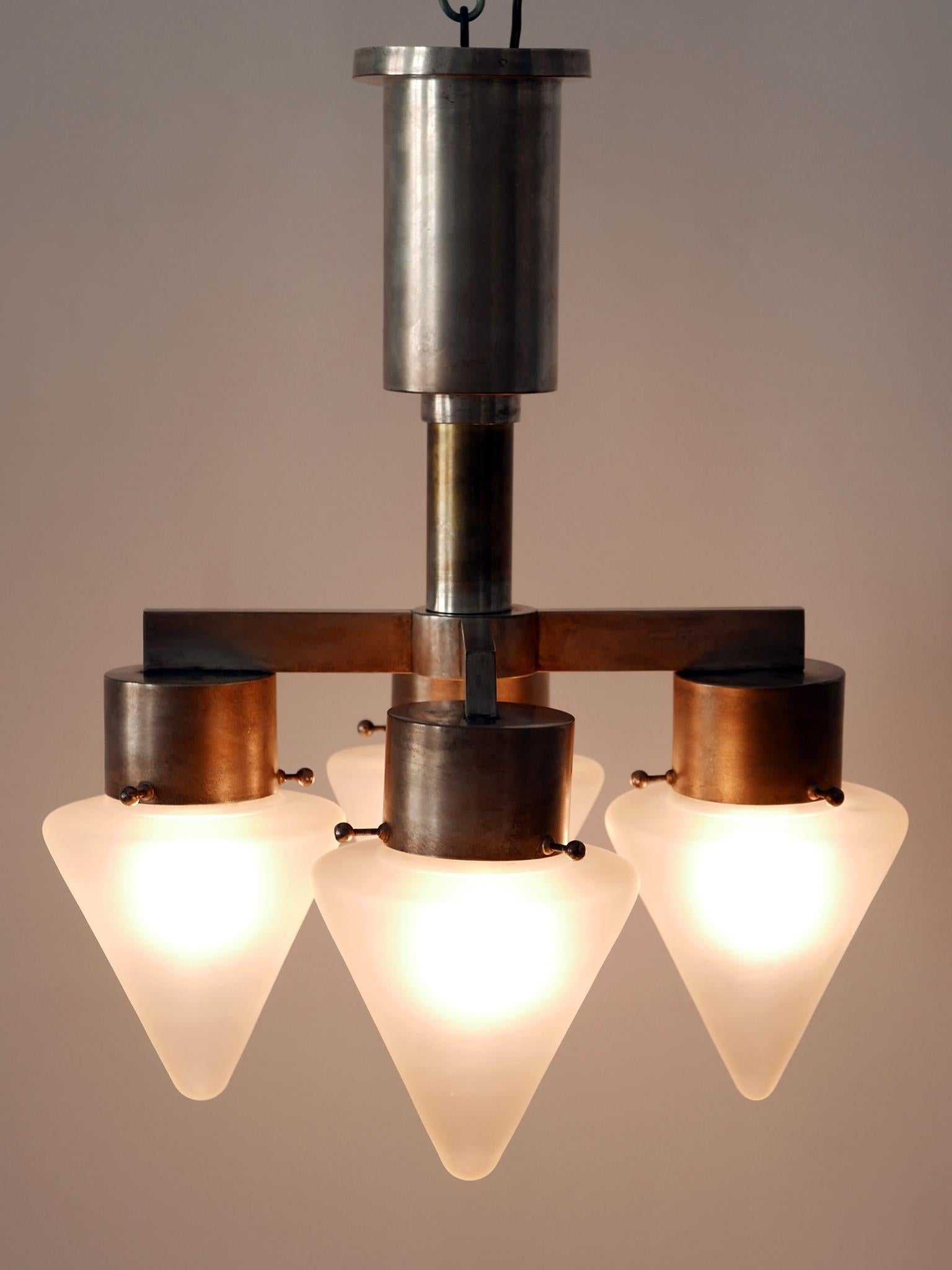 Elegant Four-Flamed Art Deco Chandelier or Ceiling Lamp Germany 1930s For Sale 6