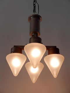 Elegant Four-Flamed Art Deco Chandelier or Ceiling Lamp Germany 1930s