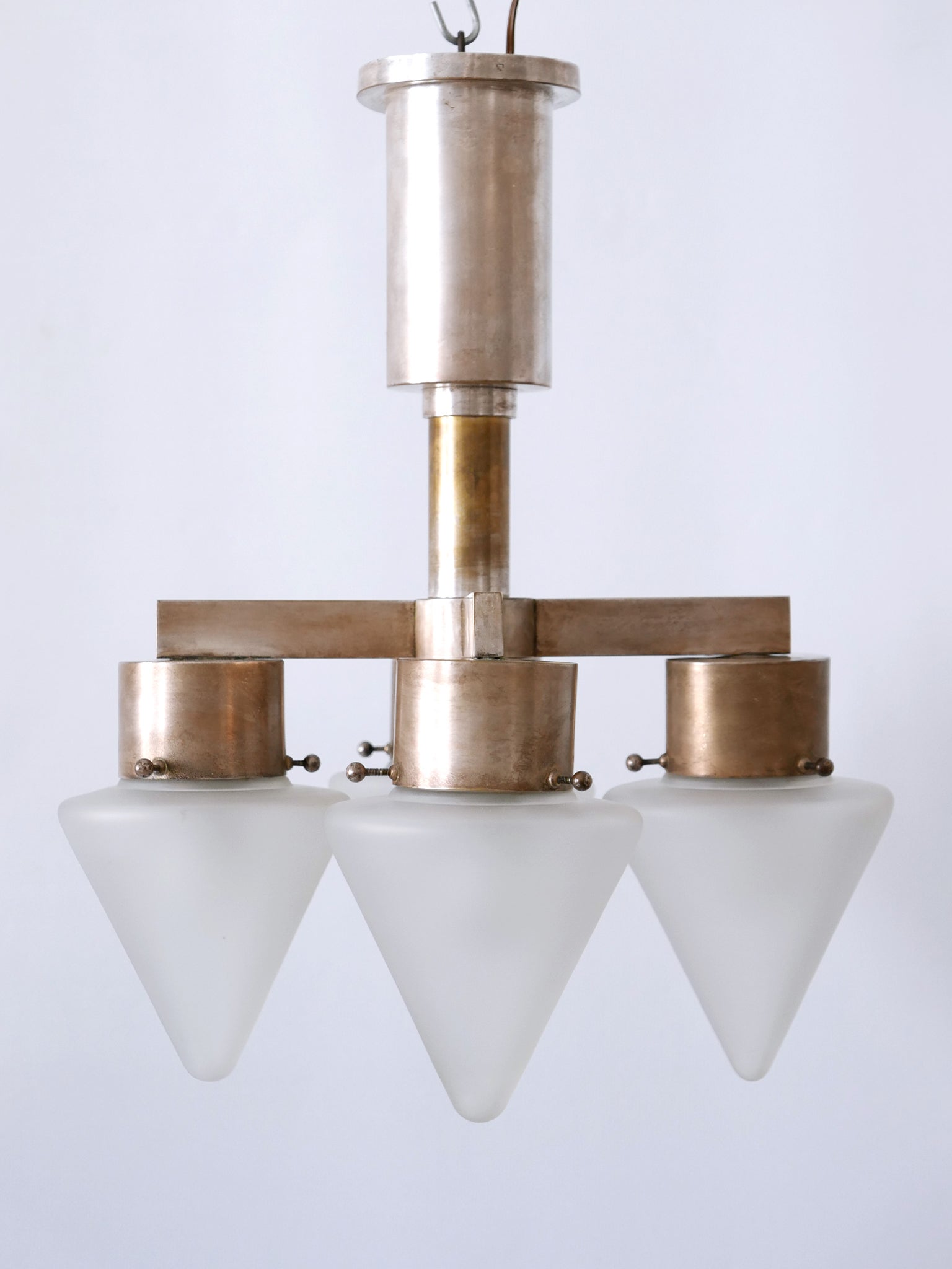 Plated Elegant Four-Flamed Art Deco Chandelier or Ceiling Lamp Germany 1930s For Sale