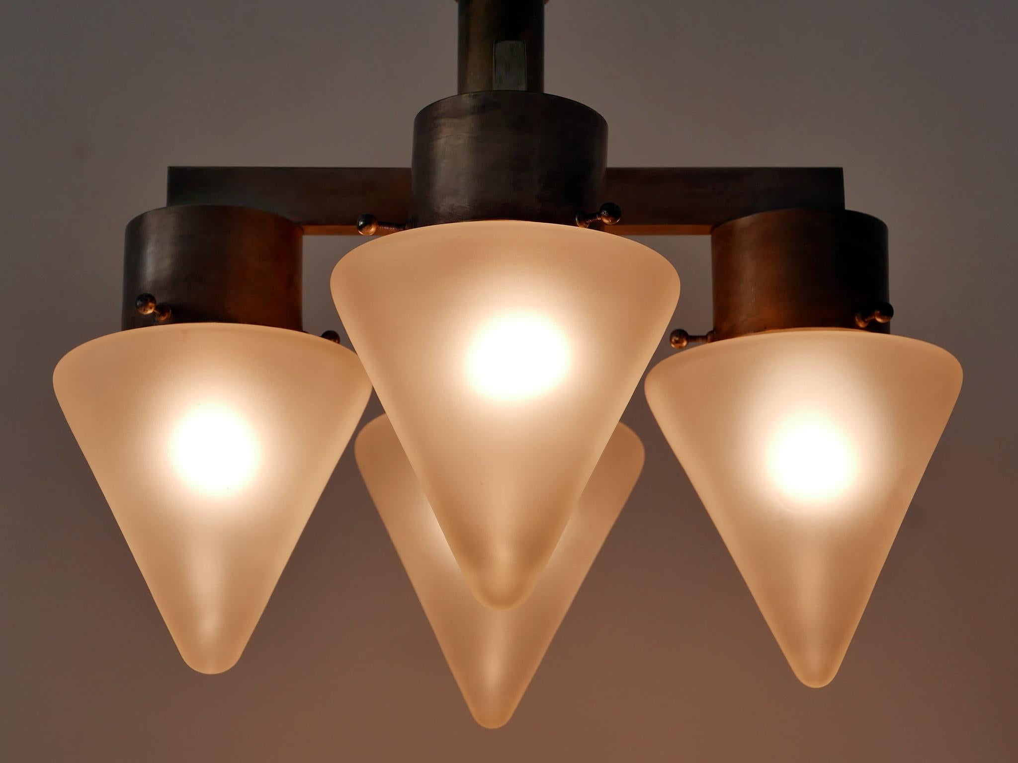 Elegant Four-Flamed Art Deco Chandelier or Ceiling Lamp Germany 1930s For Sale 1