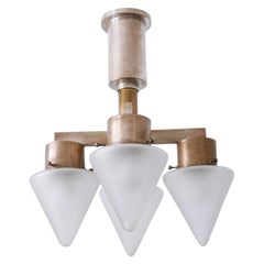 Elegant Four-Flamed Art Deco Chandelier or Ceiling Lamp Germany 1930s