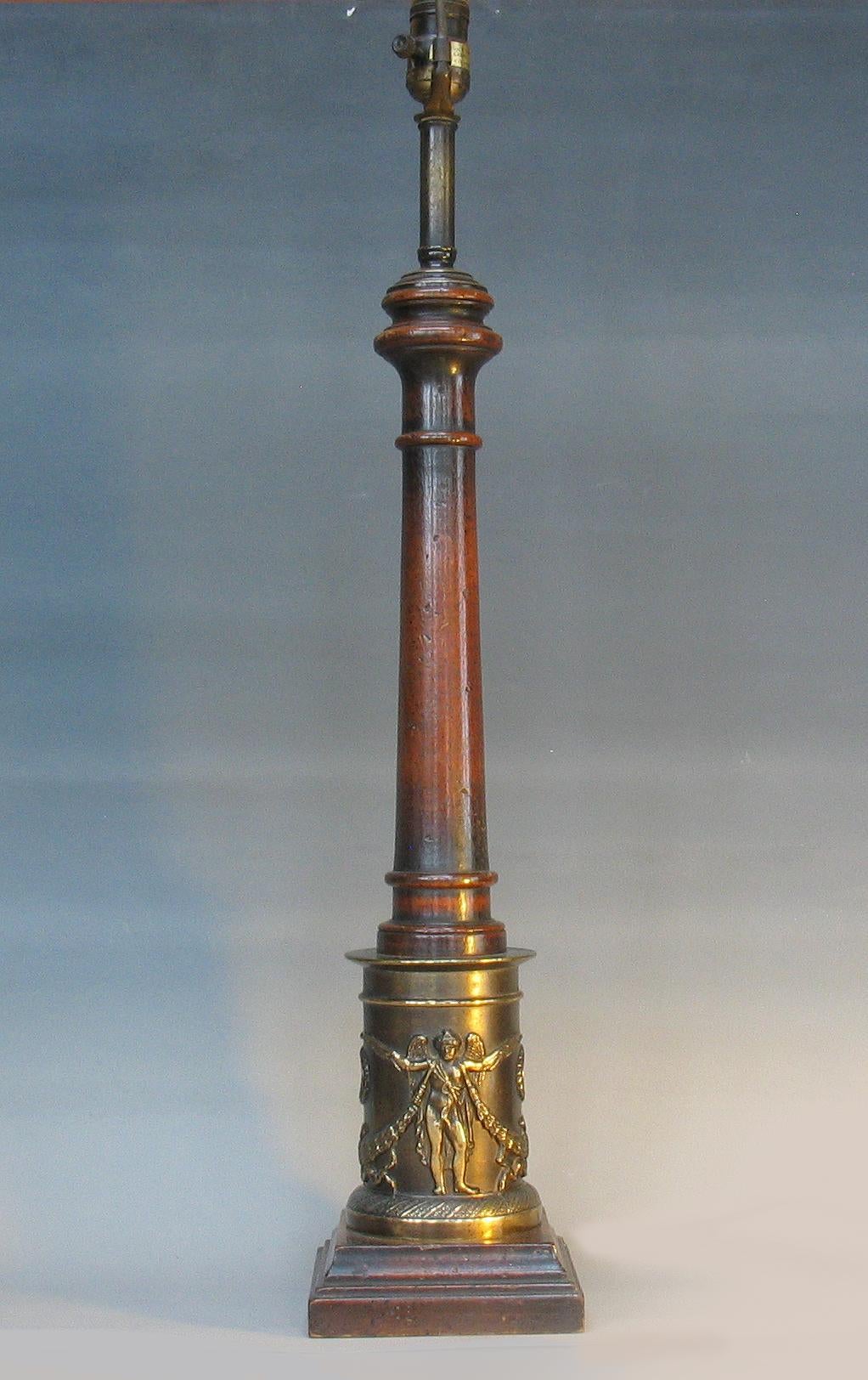 Wood Elegant Frederick Cooper Neoclassical Column Table Lamp, circa 1950