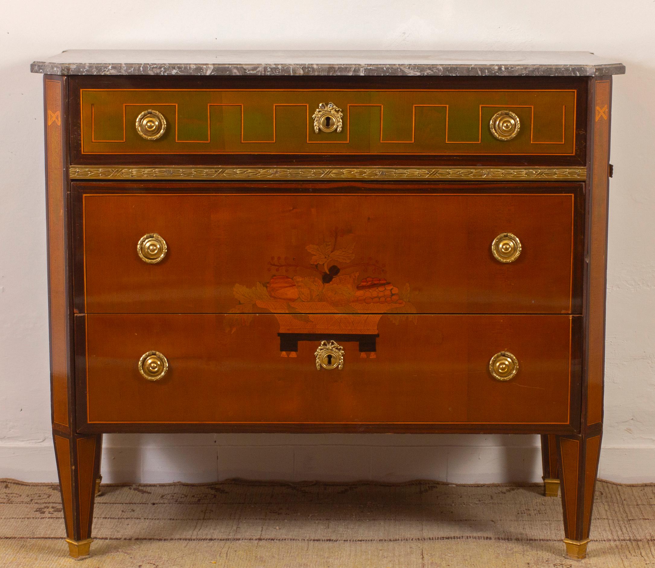 Marquetry Elegant French 18th Century Commode Louis XVI Period For Sale