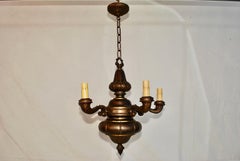 Elegant French 1920s Brass Chandelier