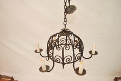 Eleganter französischer Schmiedeeisen-Kronleuchter aus den 1920er Jahren, handgemacht