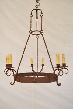 Elegant French 1920's hands made wrought iron chandelier