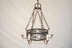 Elegant French 1920's hands made wrought iron chandelier