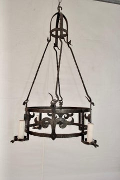Elegant French 1920's hands made wrought iron chandelier