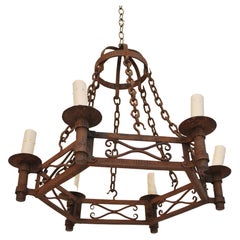 Elegant French 1920's hands made wrought iron chandelier