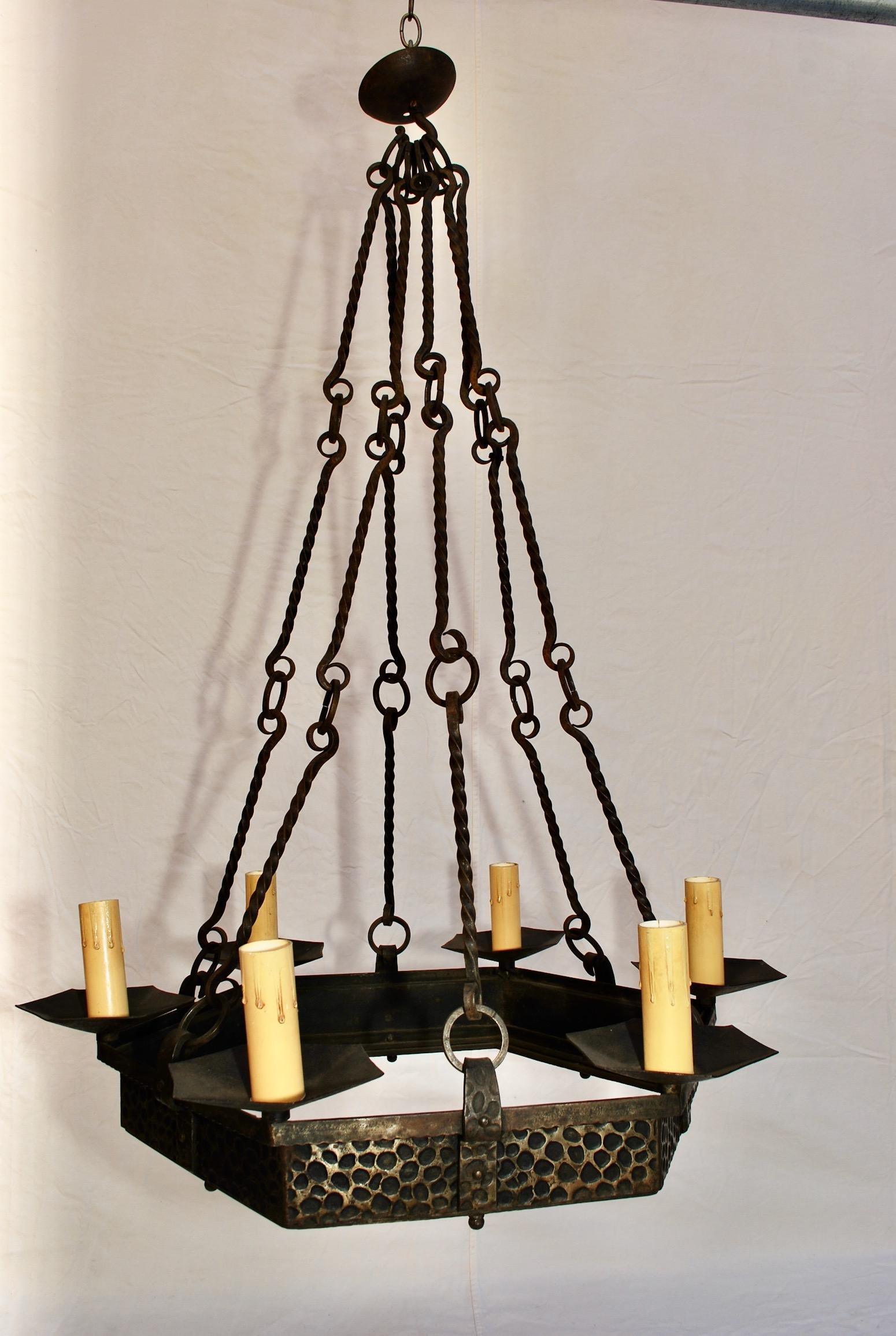 hammered iron chandelier