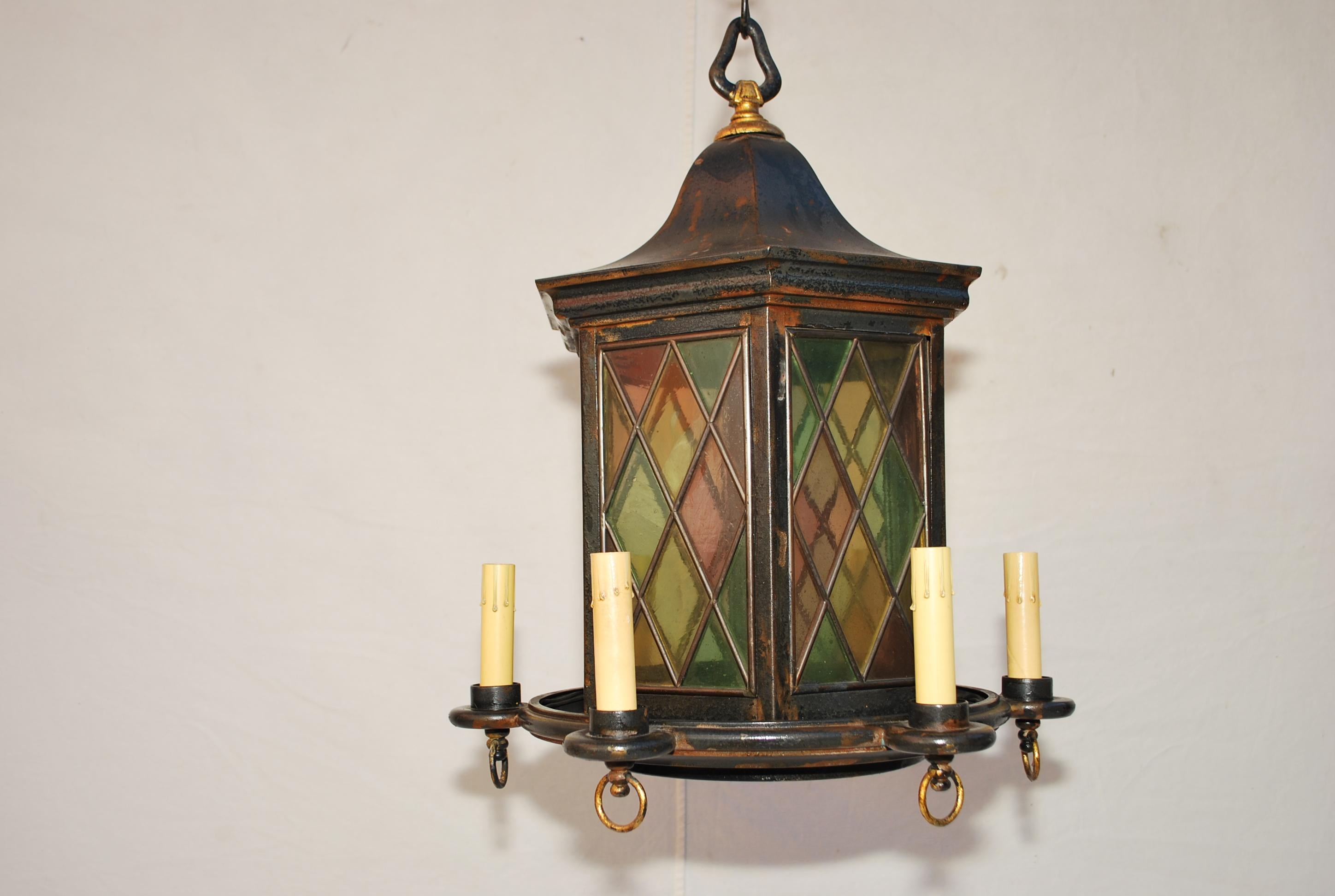 A very unusual lantern, it is quite different , to have light inside and outside, it is made of brass, so it could be by the beach or a lake