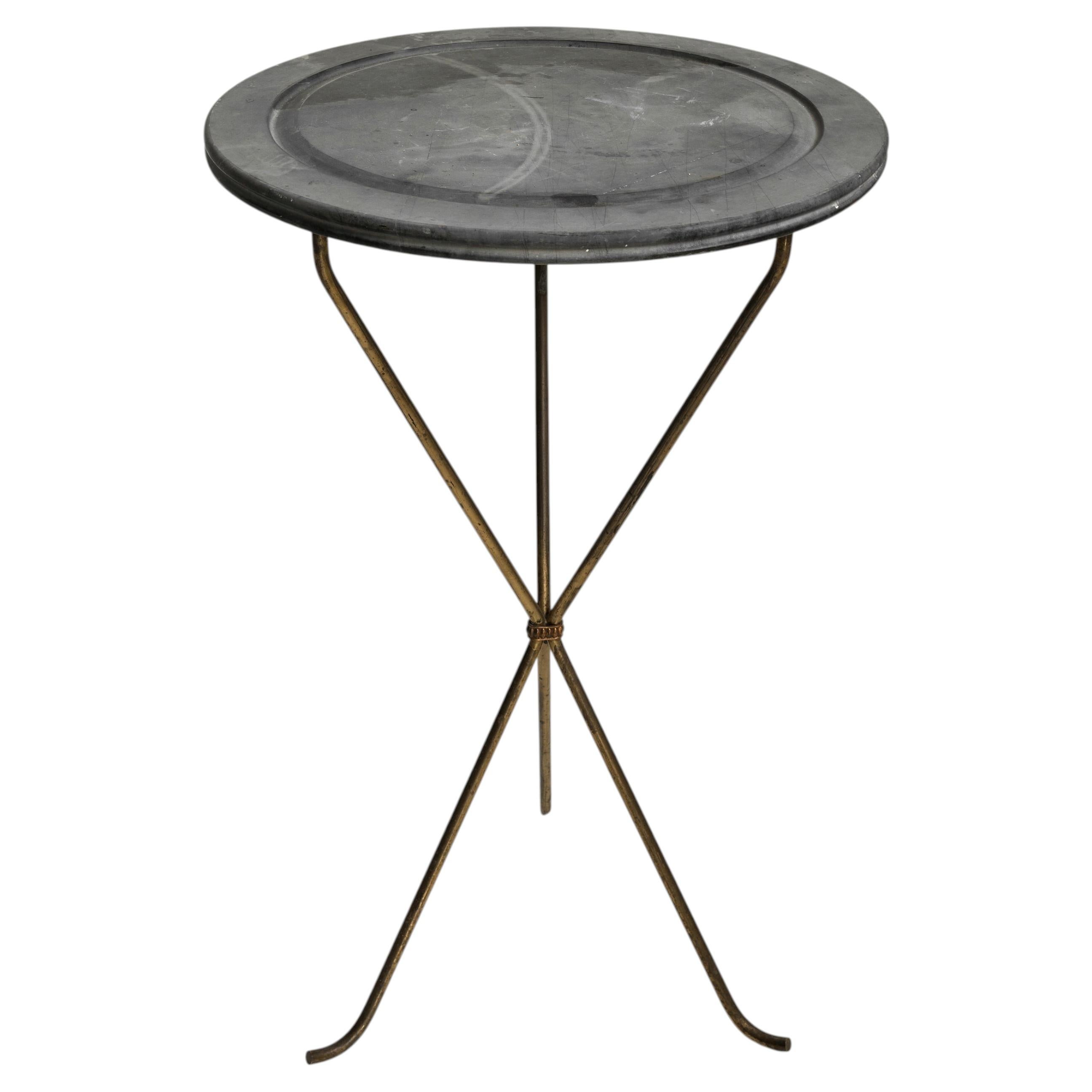 Elegant French 1940s/1950s Bronze and Marble Gueridon