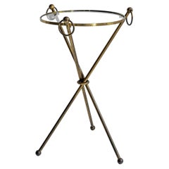Elegant French 1950ies Brass and Glass Side Table 