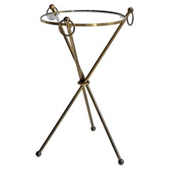 Elegant French 1950ies Brass and Glass Side Table
