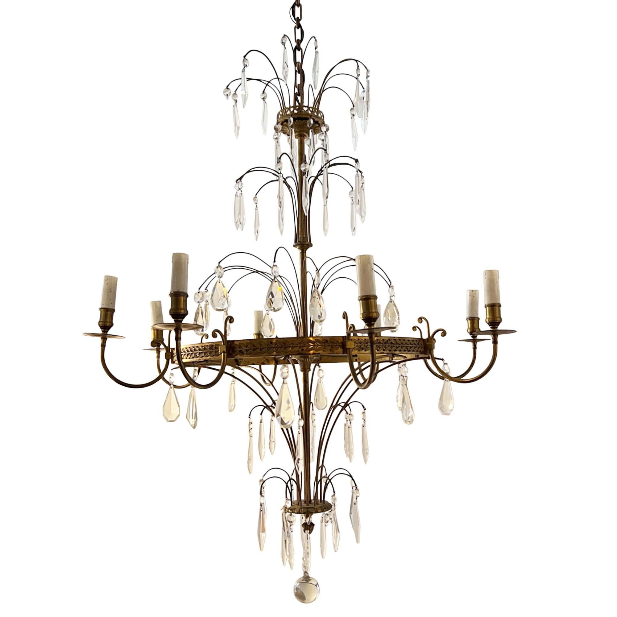 Mid-20th Century Elegant French 1950s Chandelier For Sale