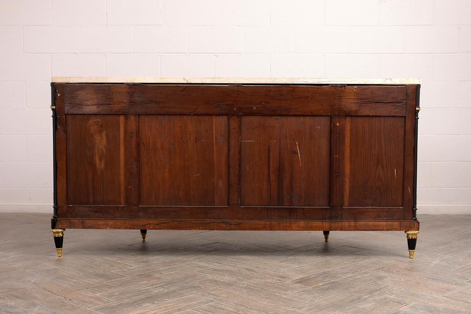 Polished Elegant French 1990s Louis XVI-Style Buffet with Thick Marble Top