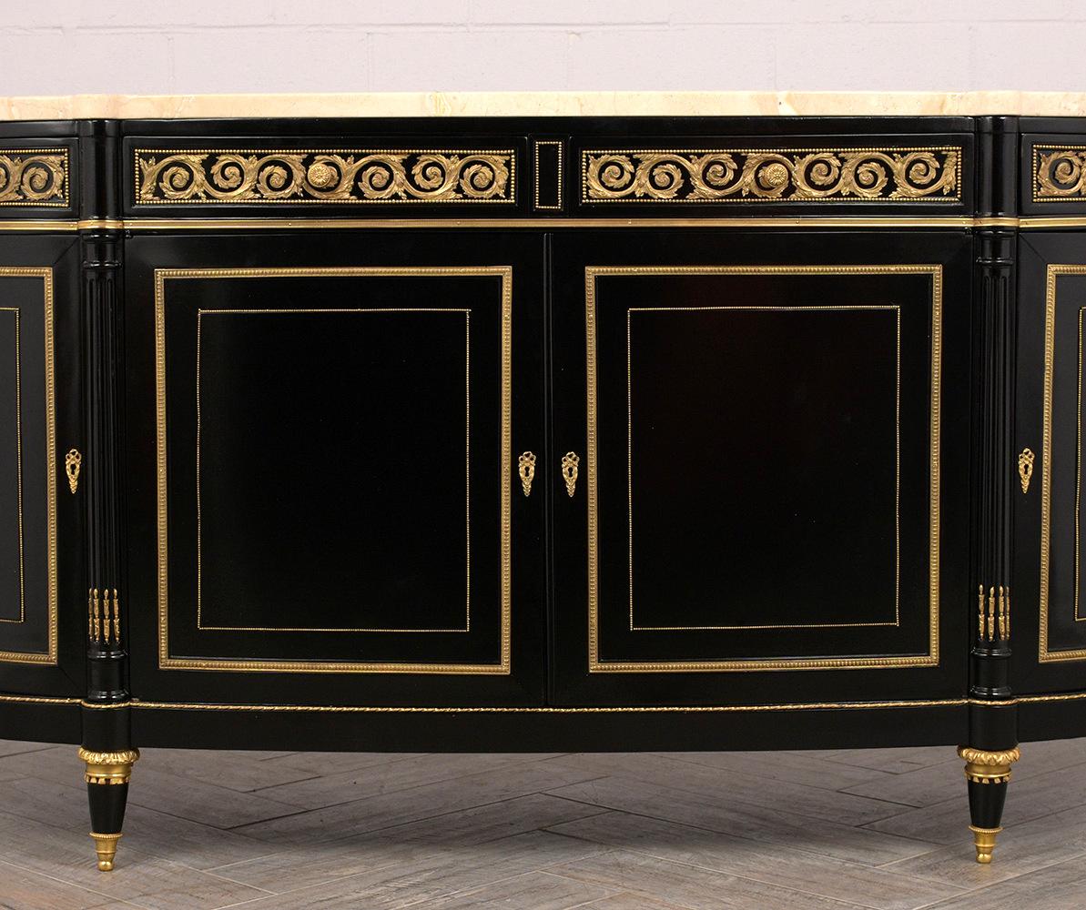 20th Century Elegant French 1990s Louis XVI-Style Buffet with Thick Marble Top