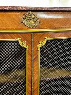 Elegant French Marquetry and Bronze Bookcase
